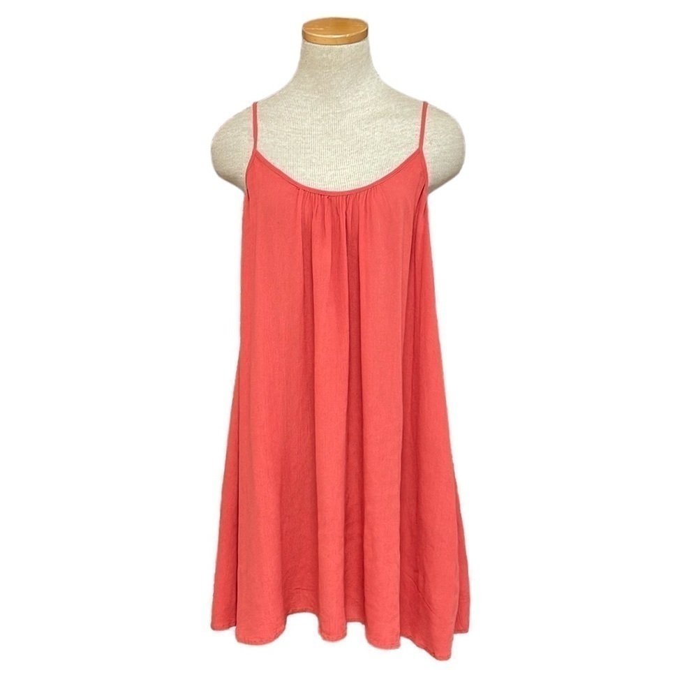 Elan Dress Women's Small Orange Mini Flare Dress Spaghetti Straps Pockets
